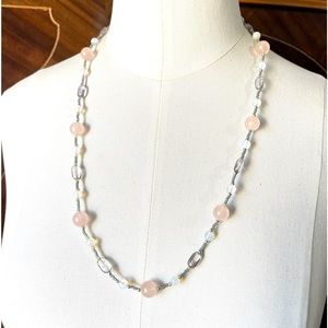 Art Deco Rose Quartz & Moon Stone Necklace